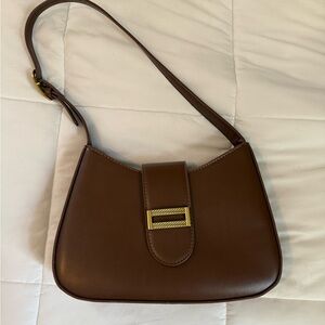 Faux Brown Leather Shoulder Bag